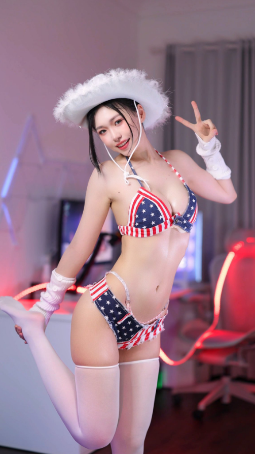 Meriol chan Onlyfans american cowboy style bikini